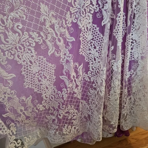 Stunning RACHEL ALLAN Purple and off white PROM Gown - Picture 9 of 12